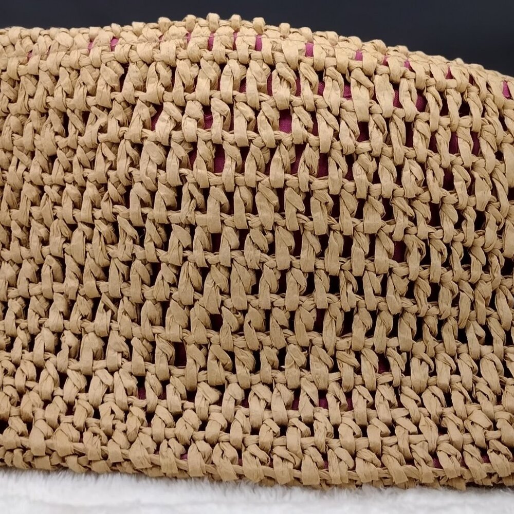 Melrose and Market Woven Envelope Clutch Pink Lined Boho Resortcore Vacation Bag - Picture 7 of 9